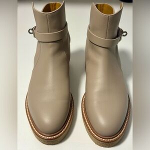 Hermes Follow Calfskin Leather Ankle Boots - Beige size 38